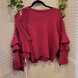 NWT ELODIE Tight knit ruffle sleeve sweater thick knit.